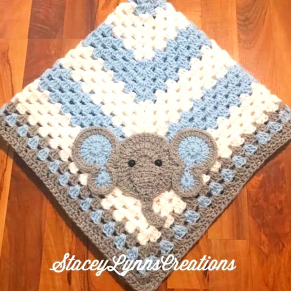 Handmade crochet elephant blanket